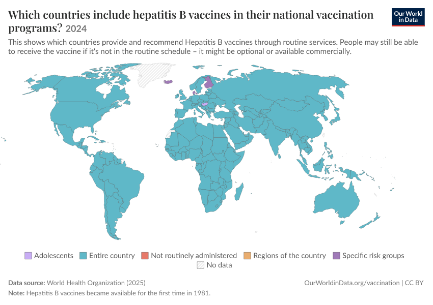 A thumbnail of the "Which countries include hepatitis B vaccines in their national vaccination programs?" chart