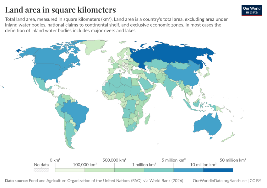 A thumbnail of the "Land area in square kilometers" chart