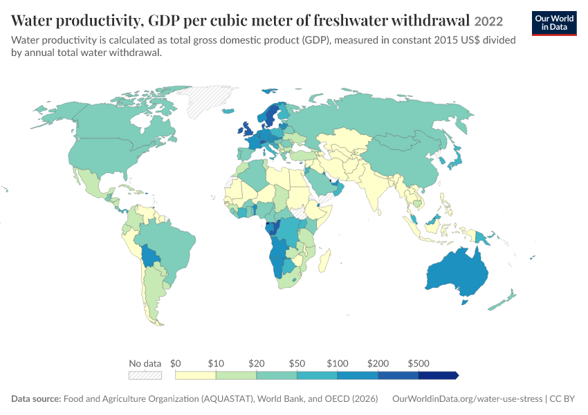 A thumbnail of the "Water productivity, GDP per cubic meter of freshwater withdrawal" chart