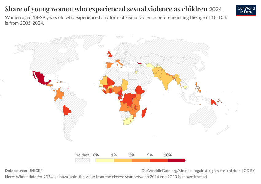 A thumbnail of the "Share of young women who experienced sexual violence as children" chart
